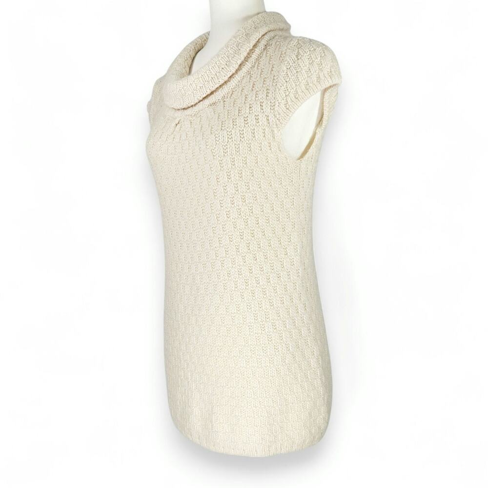 EUC Willi Smith Cowl-Neck Sweater Sz. S Cream Textured Knit Old Money Minimalist